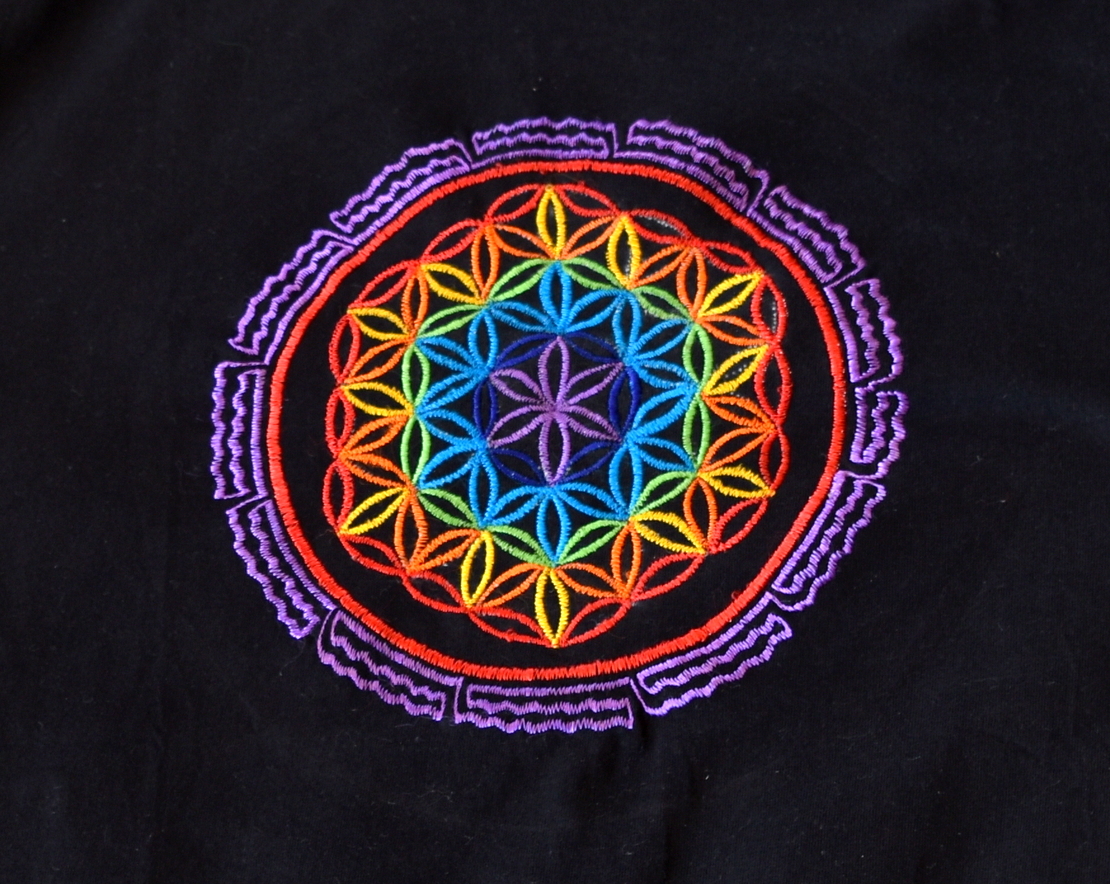 Flower of Life mandala Embroidery T-shirt