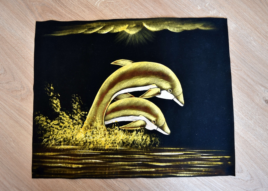 Hand Painted on black canvas 
