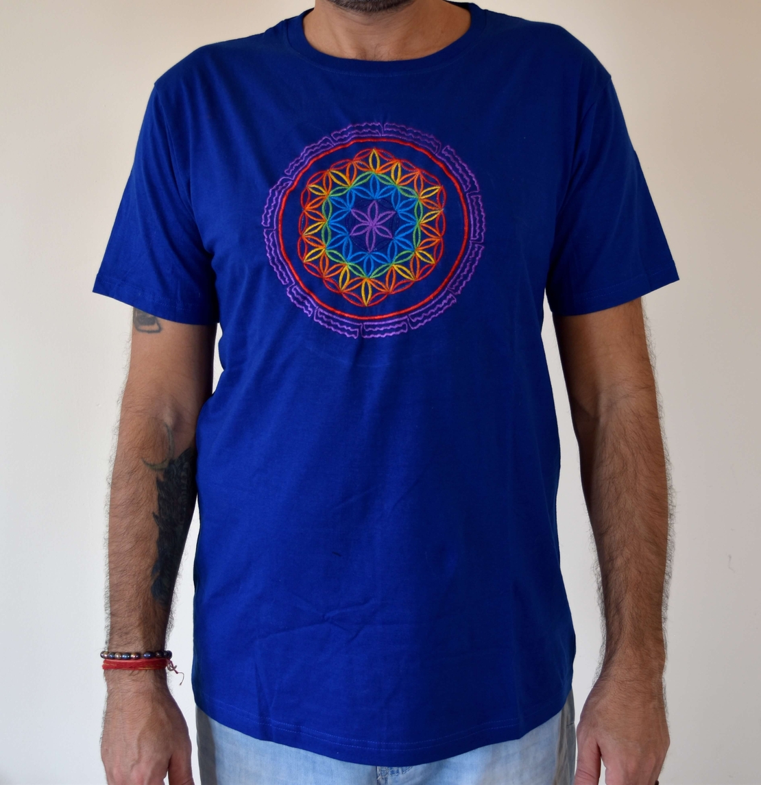 Flower of Life mandala Embroidery T-shirt