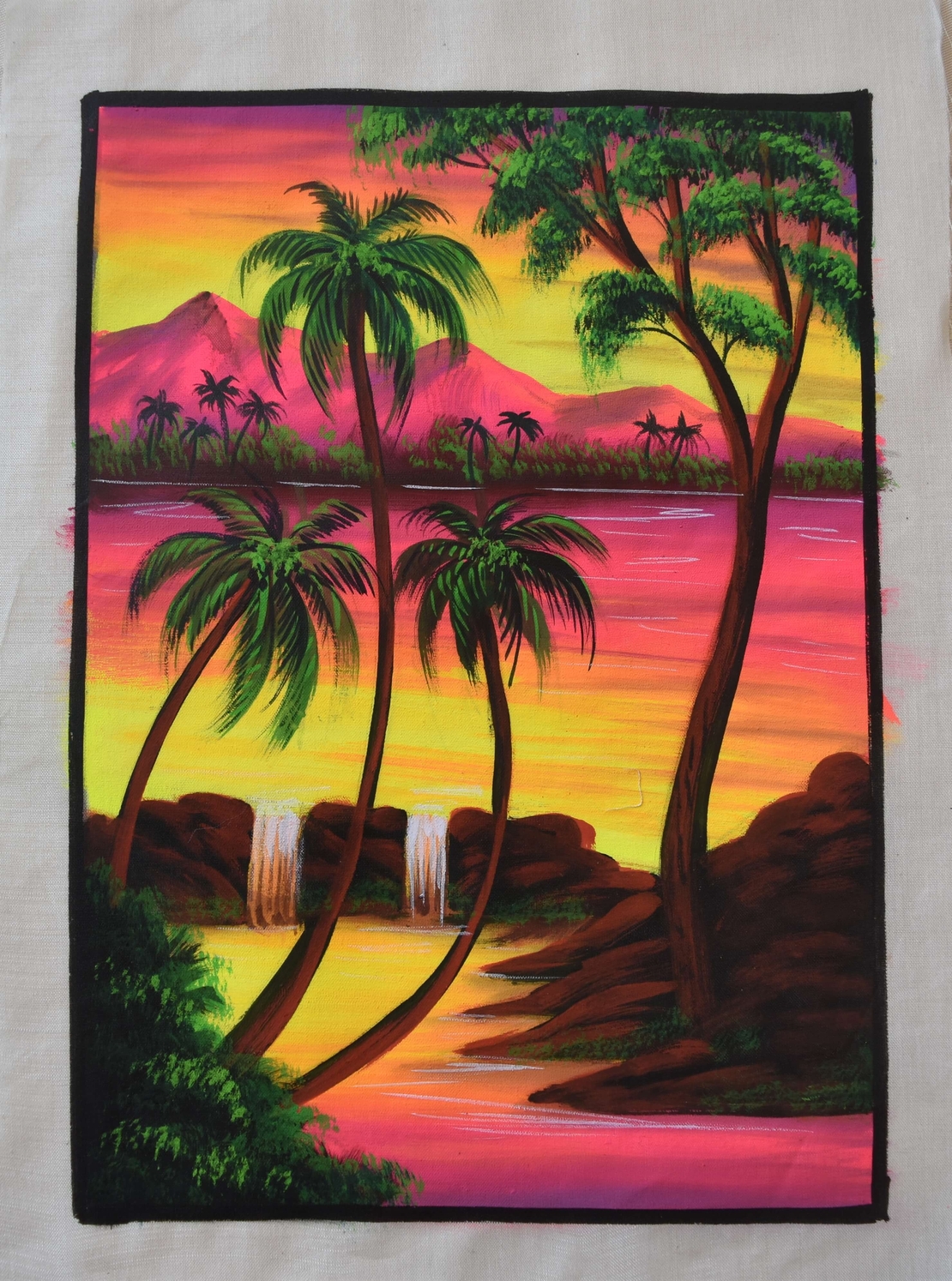 Hanmade UV LED Painting ''Tropical Sunset