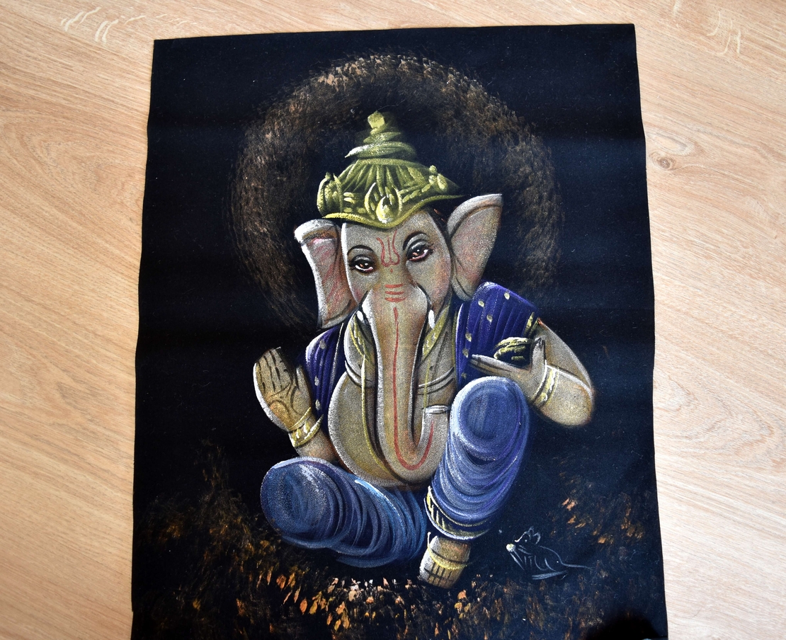 Hand Painted on black canvas 