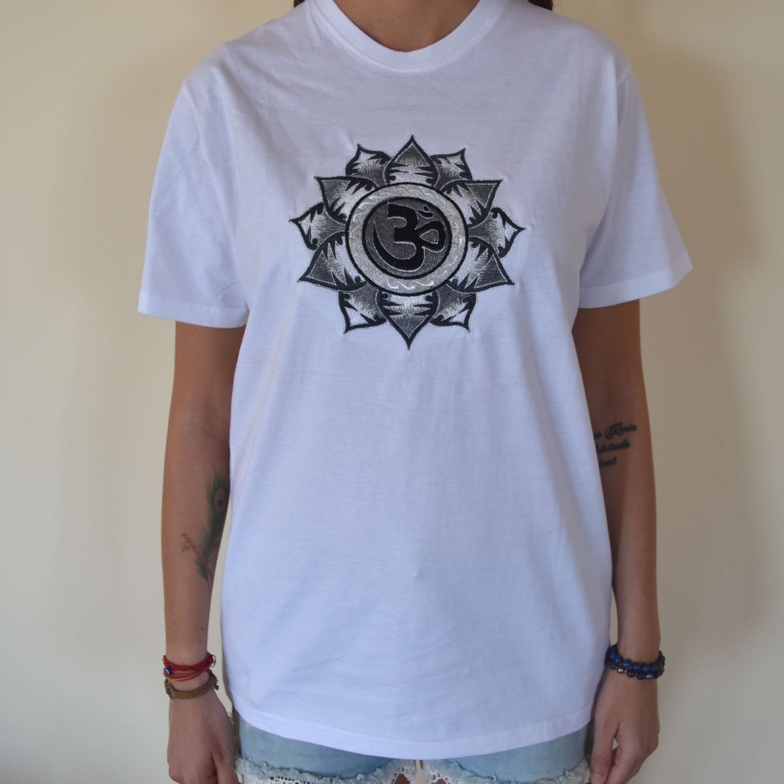 Lotus with OM Embroidery T-shirt