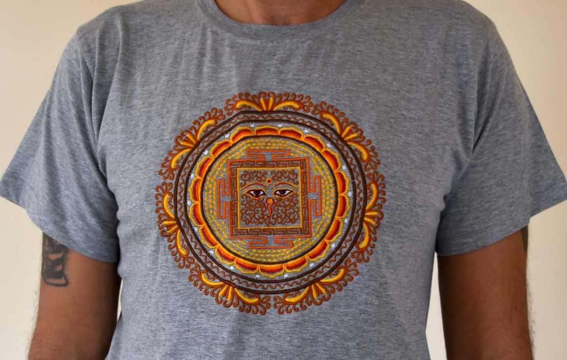 Eyes of Buddha Handmade Embroidery T-shirt