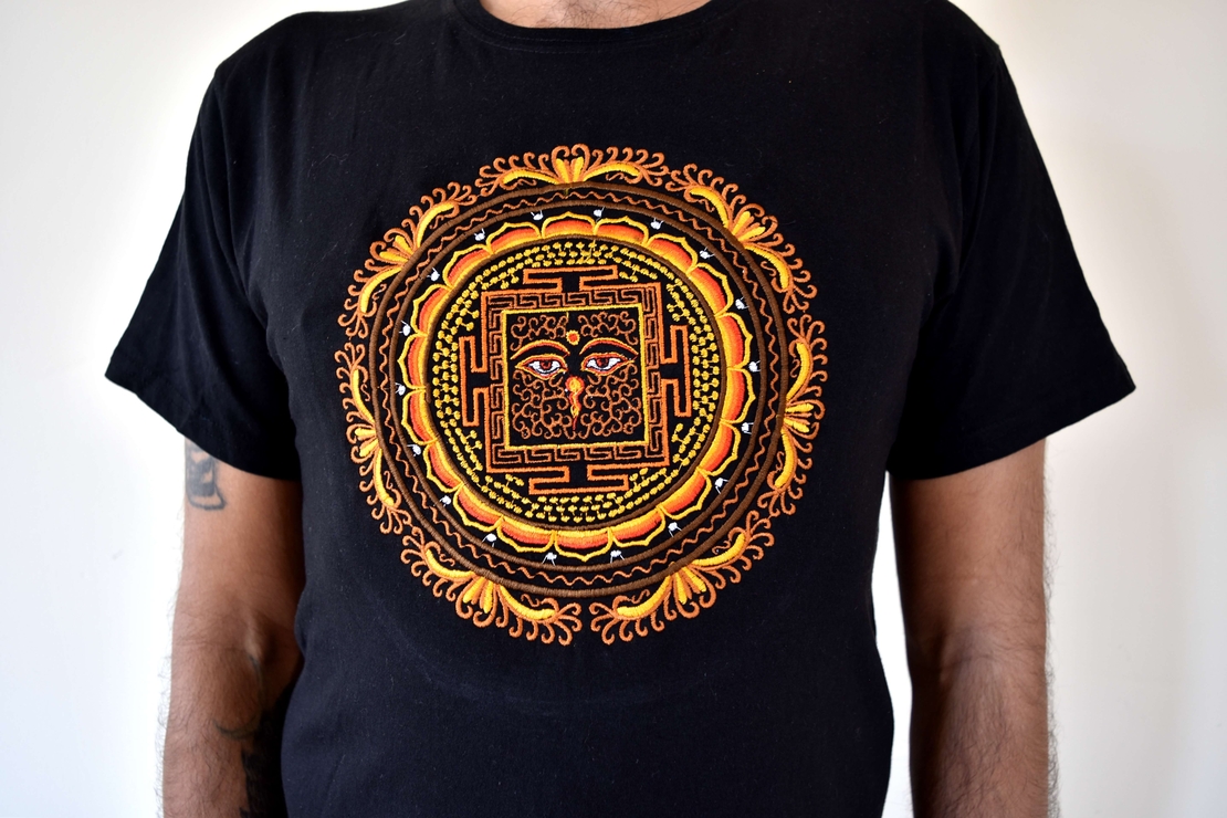Eyes of Buddha (handmade embroidery T-shirt)