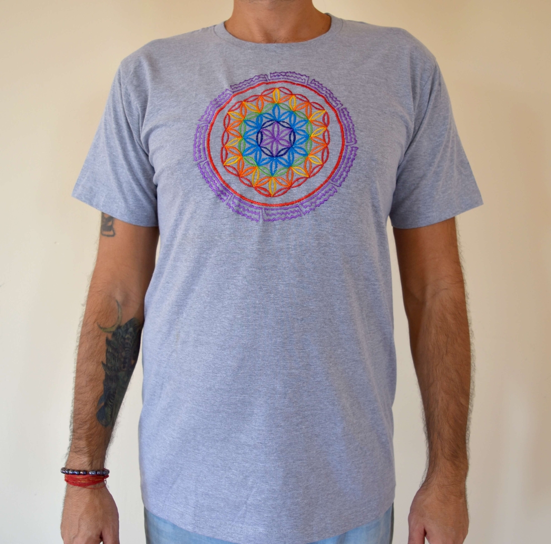 Flower of Life mandala Embroidery T-shirt