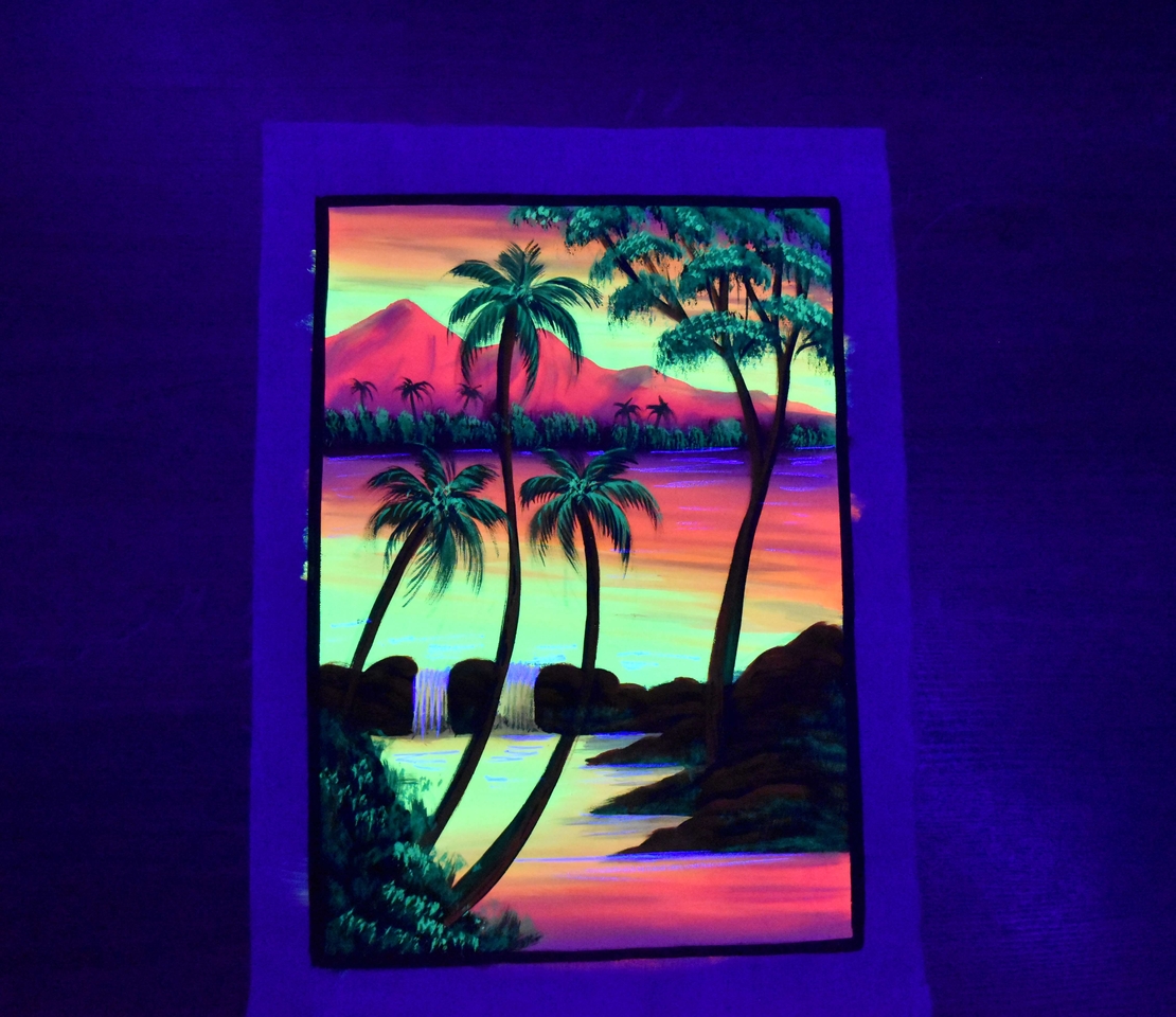 Hanmade UV LED Painting ''Tropical Sunset