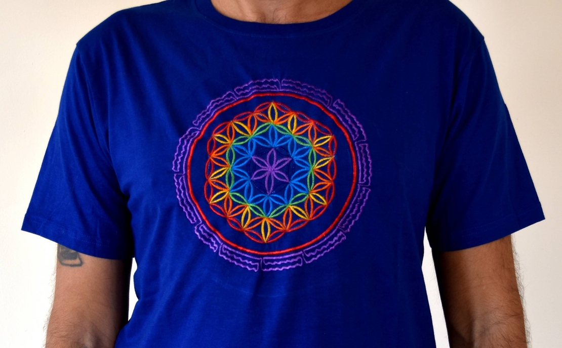 Flower of Life mandala Embroidery T-shirt