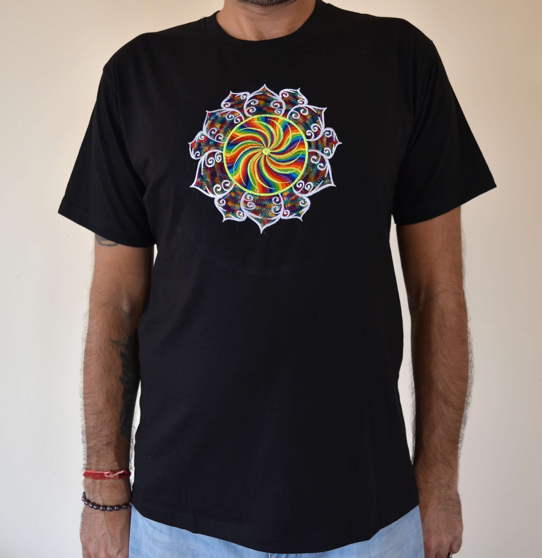Rainbow Sun Embroidery T-shirt