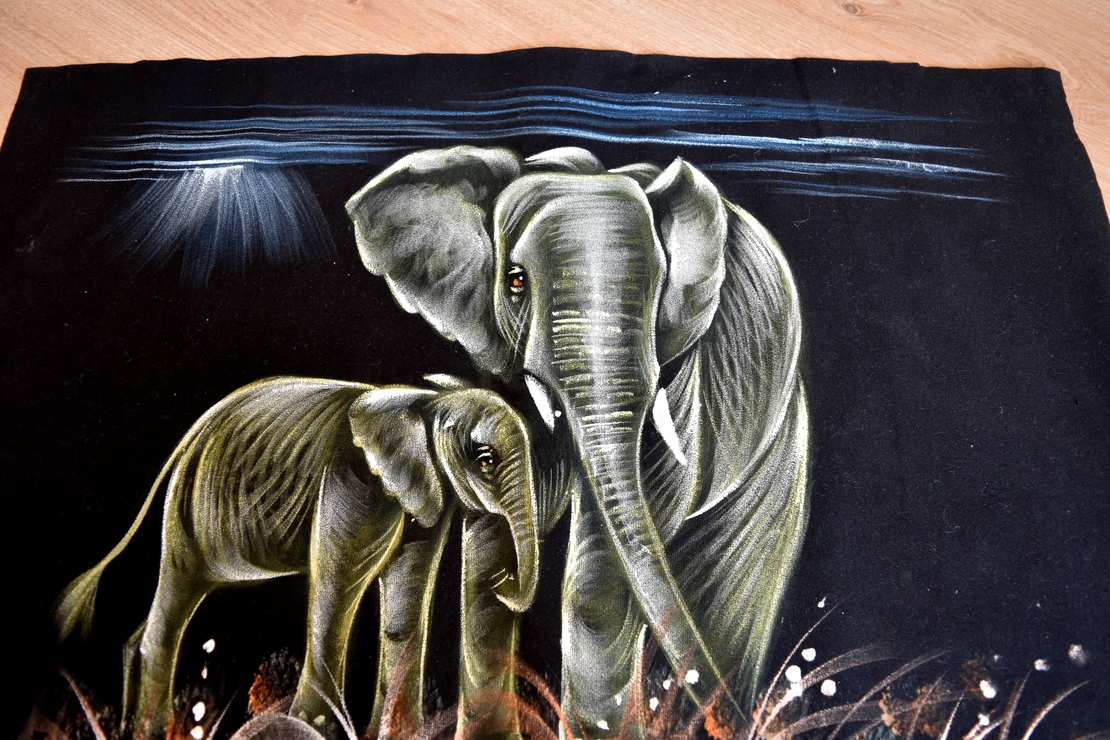 Hand Painted on black canvas 
