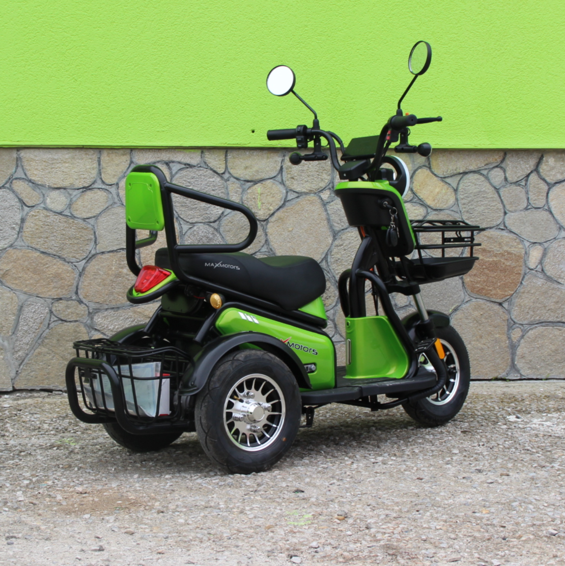 Двуместна електрическа триколка MaxMotors Pudding 1800W-48V-20Ah GREEN