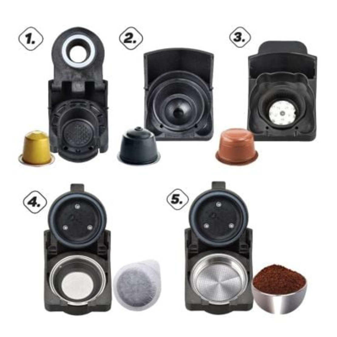 Кафемашина 5в1 ЕК-506, Мултифункционална, Капсули, Еспресо, 1450W