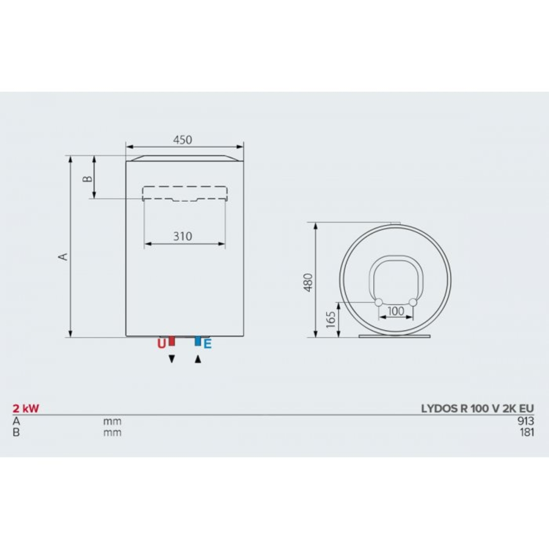 Вертикален бойлер Ariston LYDOS R 100 V 2K EU