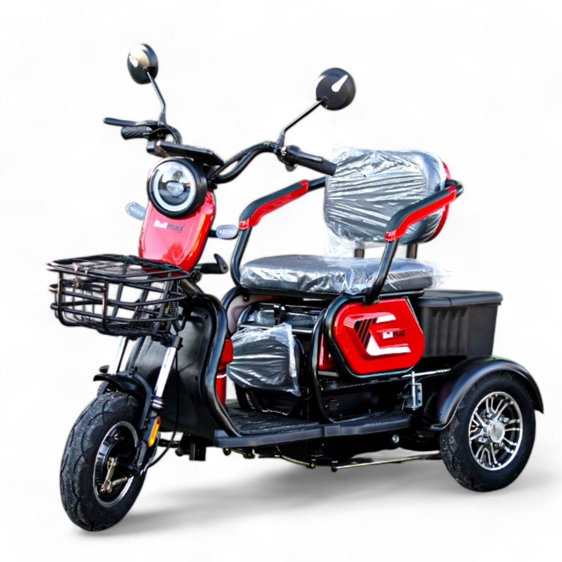 Електрическа двуместна триколка С1 | Червена, 1500W, 48/20Аh