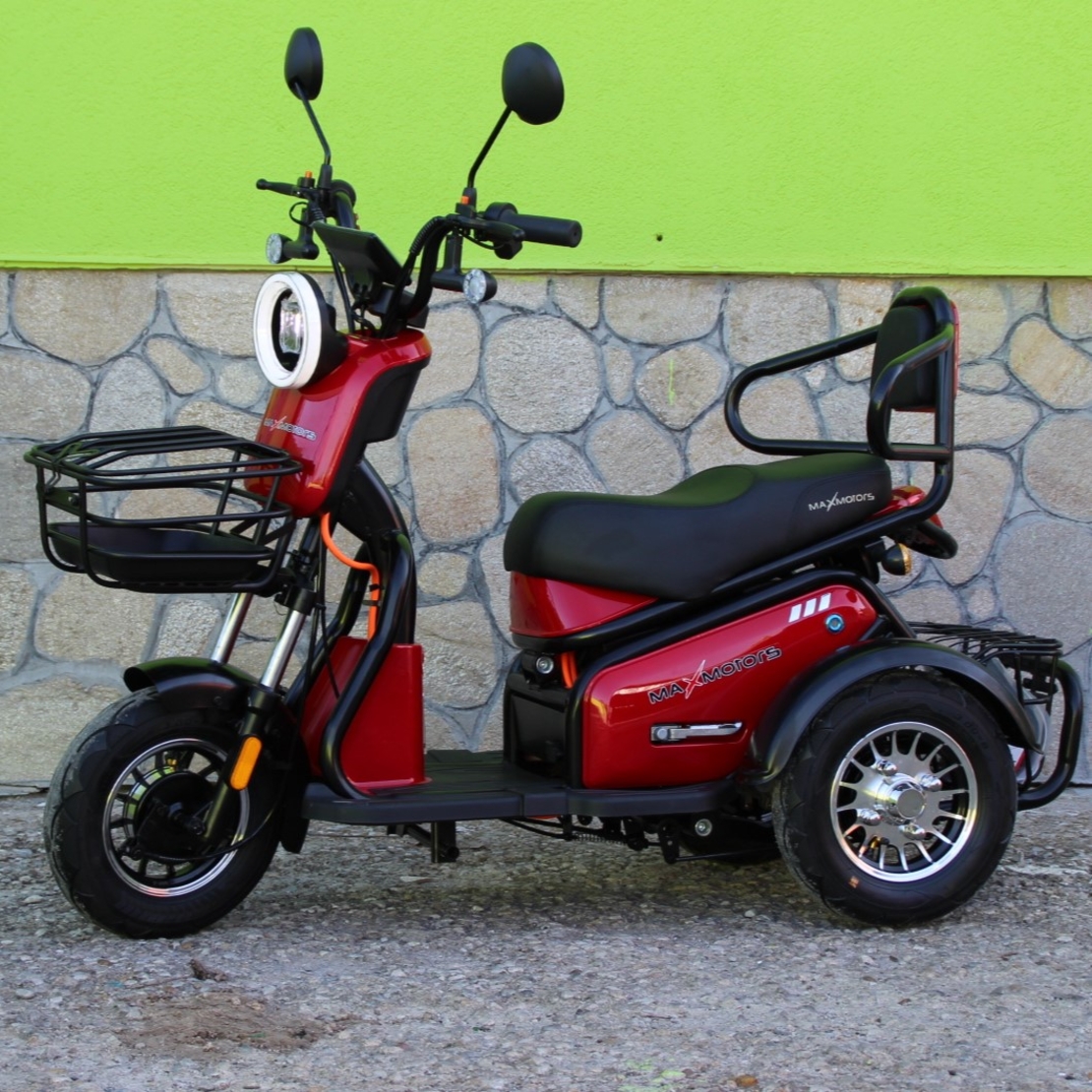 Двуместна електрическа триколка MaxMotors Pudding 1800W-48V-20Ah RED