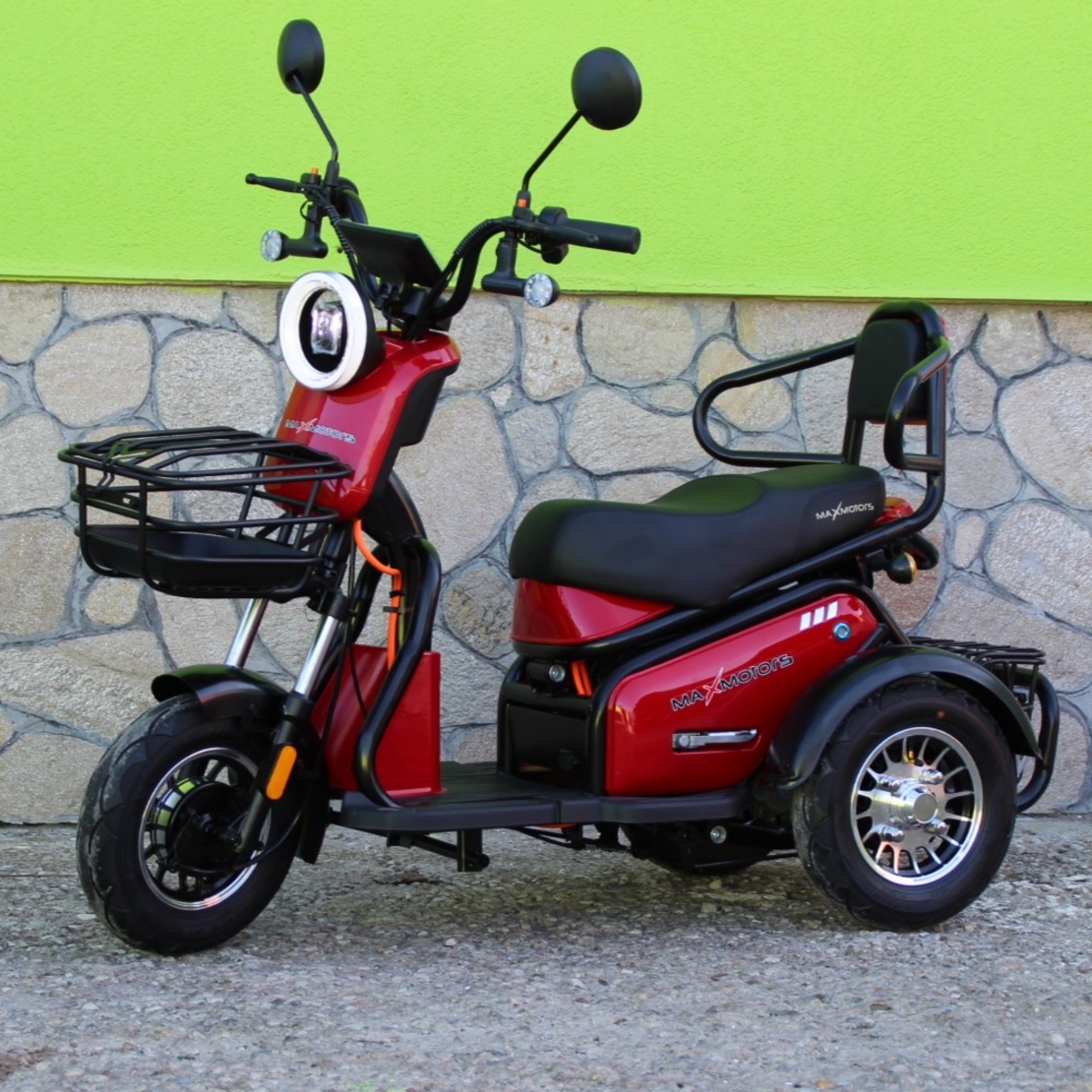 Двуместна електрическа триколка MaxMotors Pudding 1800W-48V-20Ah RED