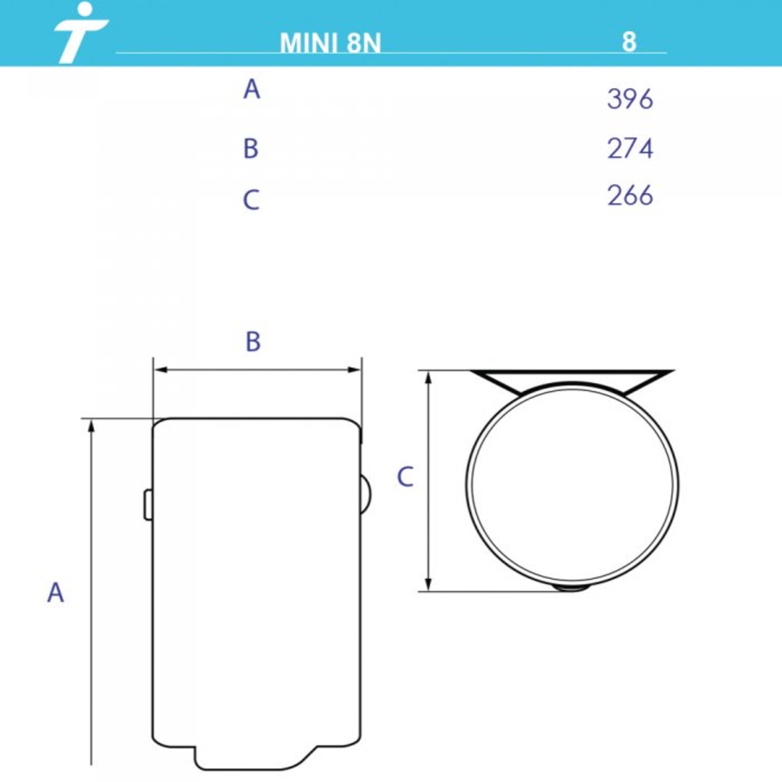 Малолитражен бойлер Tedan Mini 8N Inox - над мивка