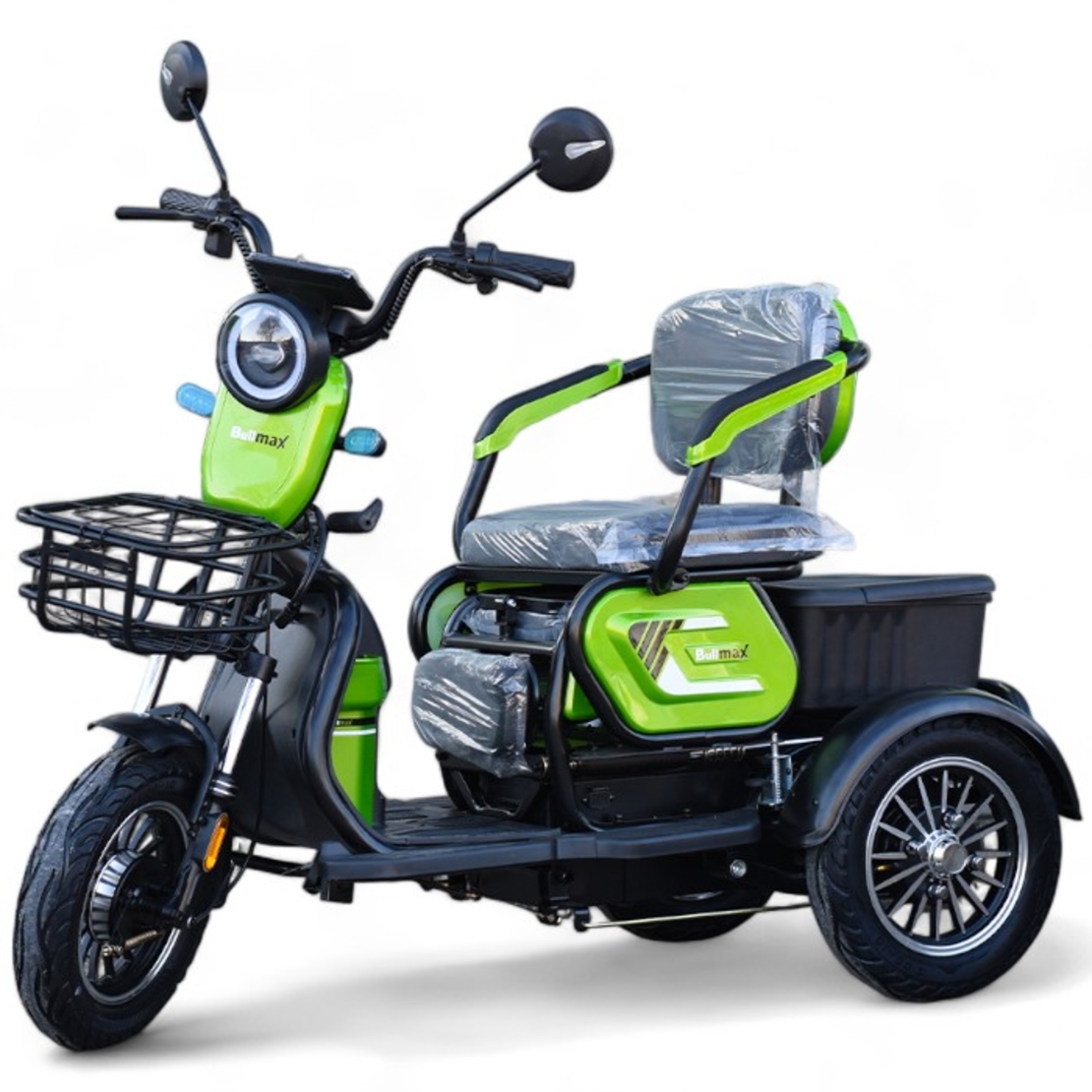 Електрическа двуместна триколка С1 | Зелена, 1500W, 48/20Аh