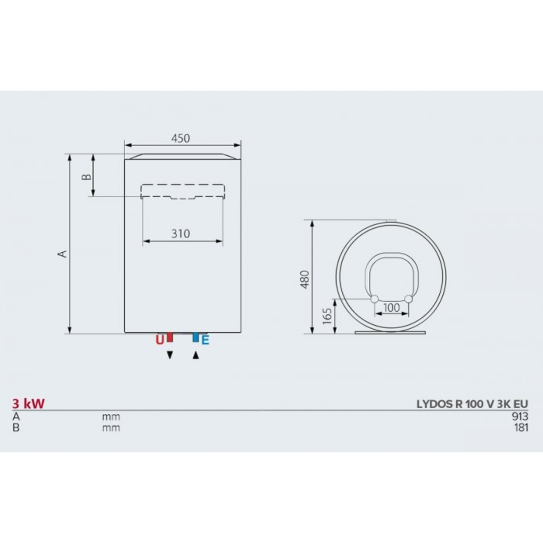 Вертикален бойлер Ariston LYDOS R 100 V 3K EU