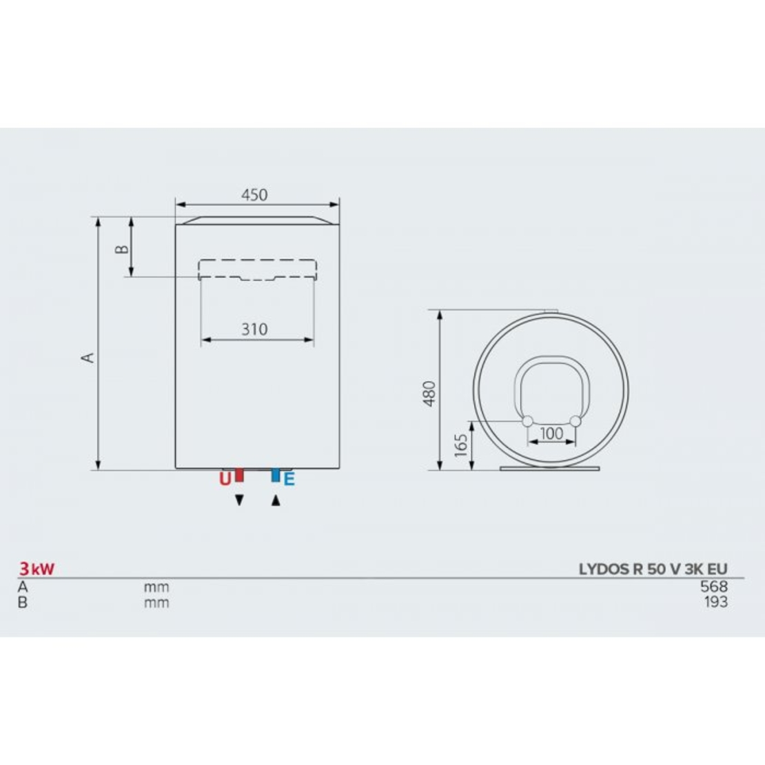 Вертикален бойлер Ariston LYDOS R 50 V 3K EU