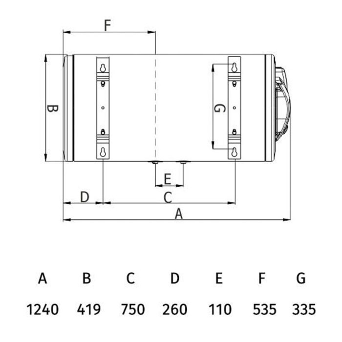 Хоризонтален бойлер Tedan Standard BT 120 inox ХД - неръждаем