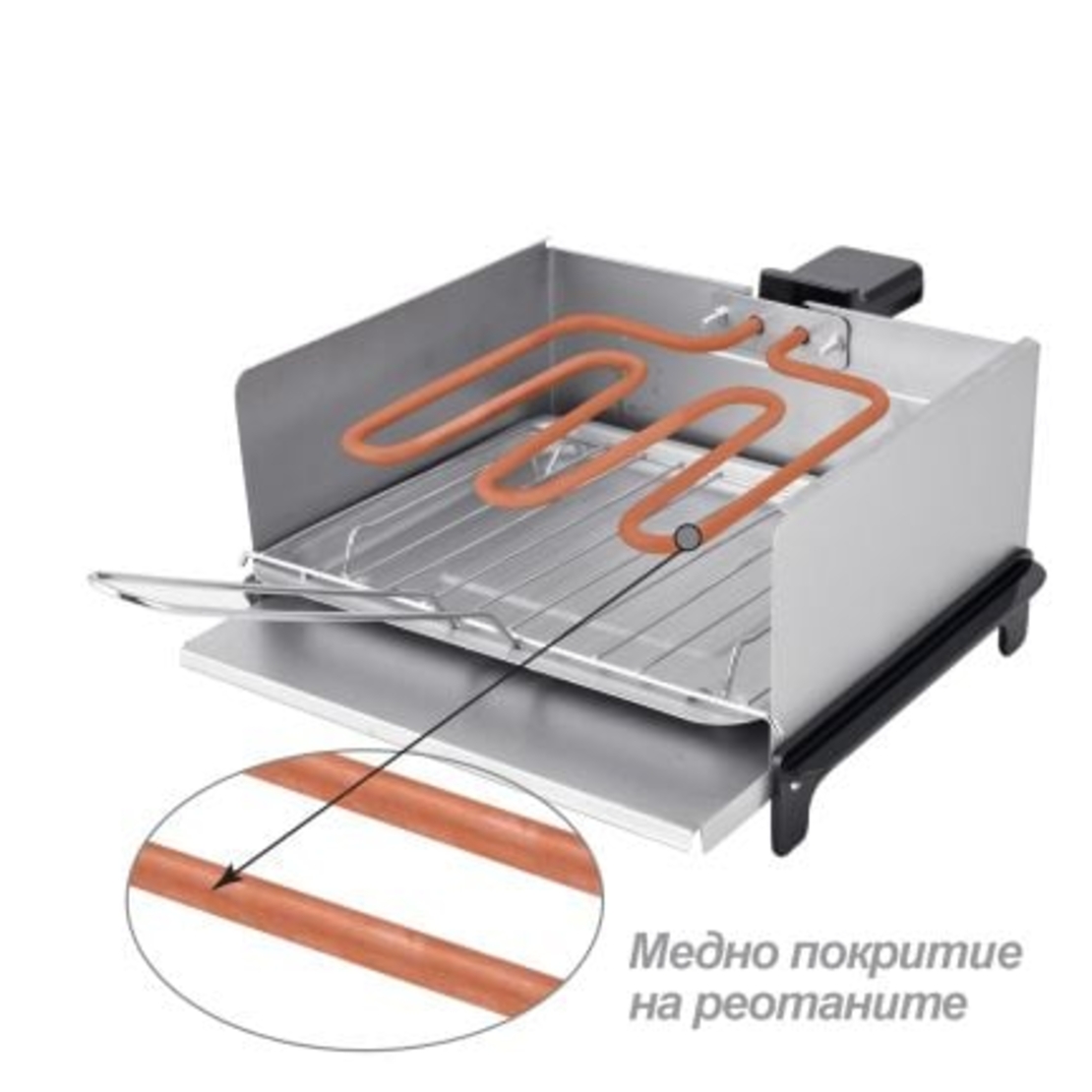 Парти грил ЕК-18, мощност 800W, Медно покритие на реотана