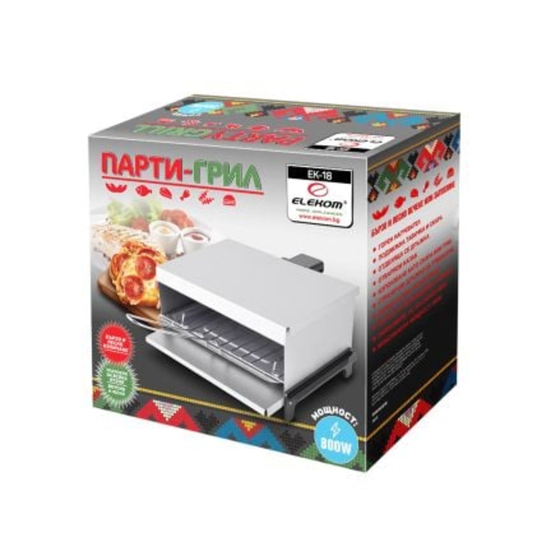 Парти грил ЕК-18, мощност 800W, Медно покритие на реотана