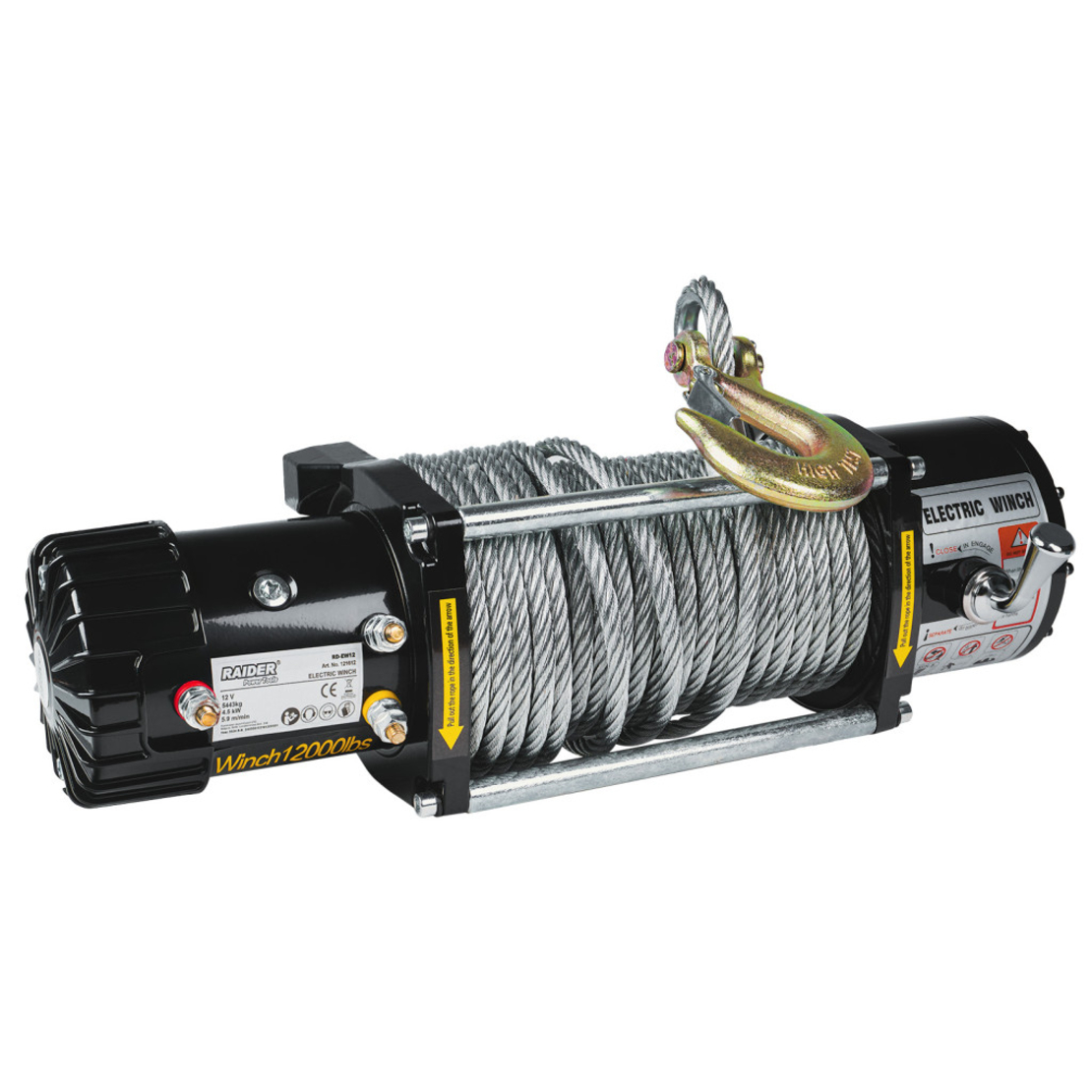 Автолебедка 12V 5443kg 12000lbs 4.5 kW Ø9.5mm 29m RD-EW12