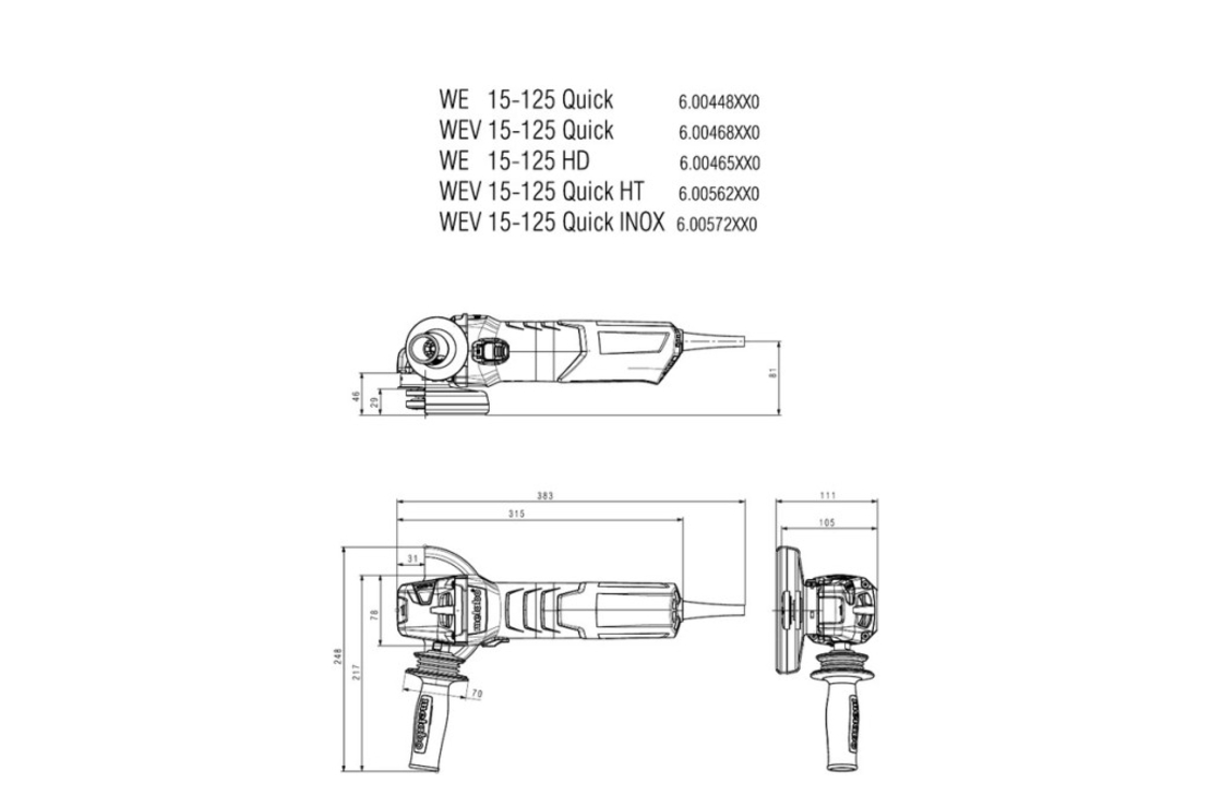 Ъглошлайф 125mm 1550W рег. обороти METABO WEV 15-125 QUICK