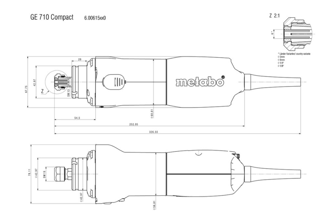 Шлайф прав 710W рег. обороти METABO GE 710 COMPACT