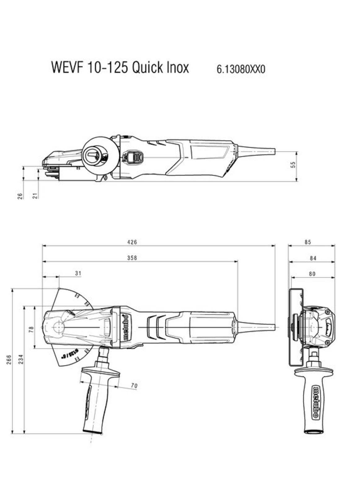Ъглошлайф 125mm 1000W METABO WEVF 10-125 QUICK INOX