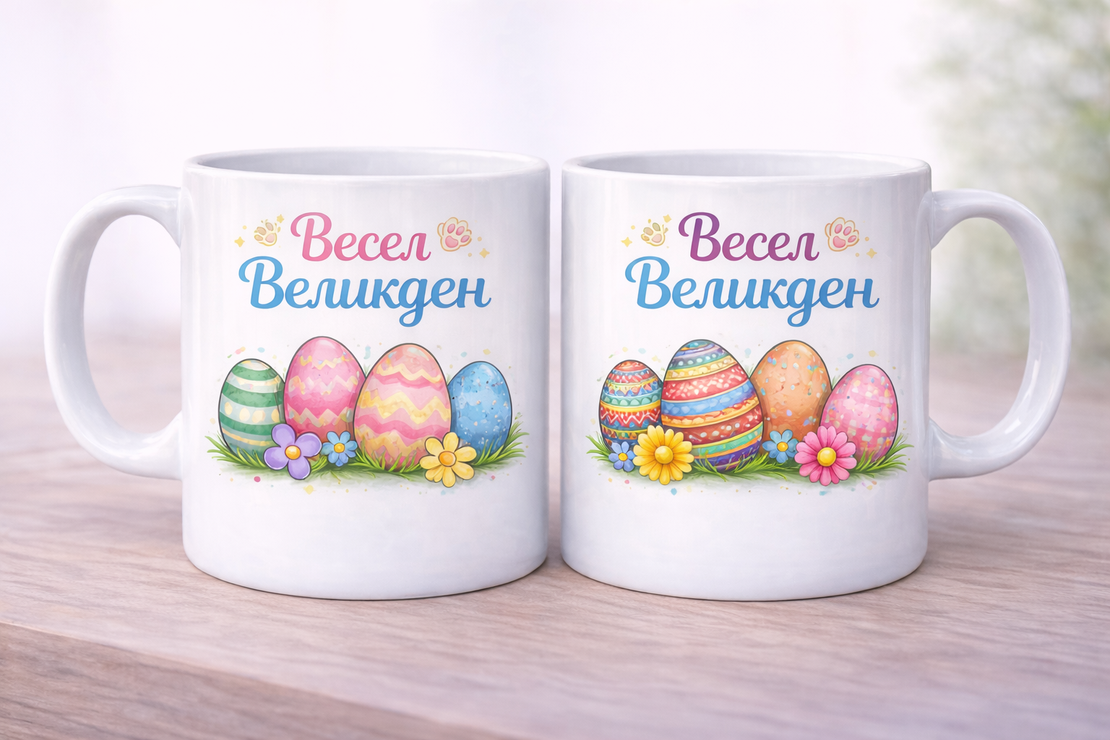 Персонализирана великденска чаша с име – подарък за дете със зайче