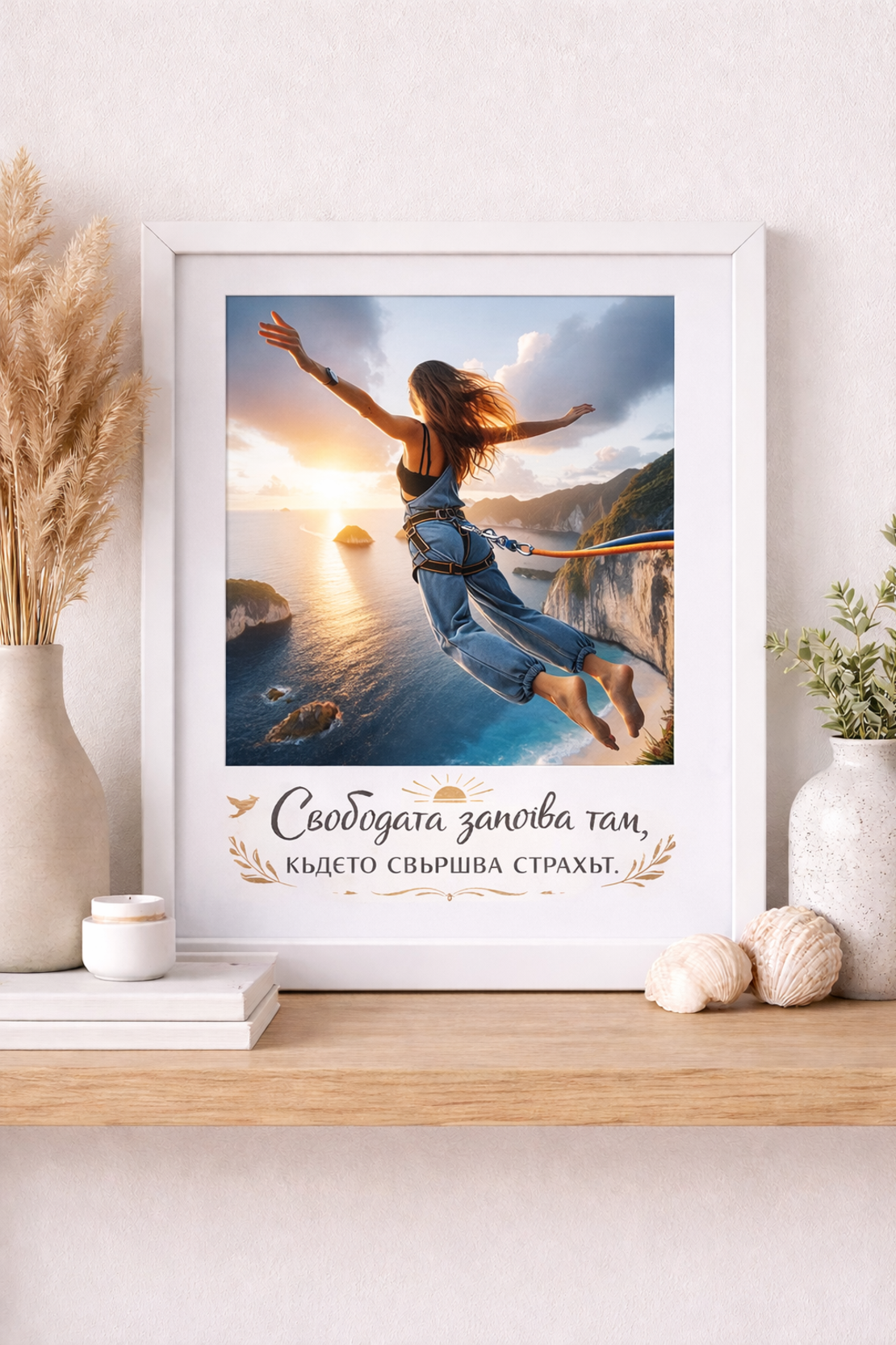 Картина с мотивиращ цитат – „Свободата започва там, където свършва страхът