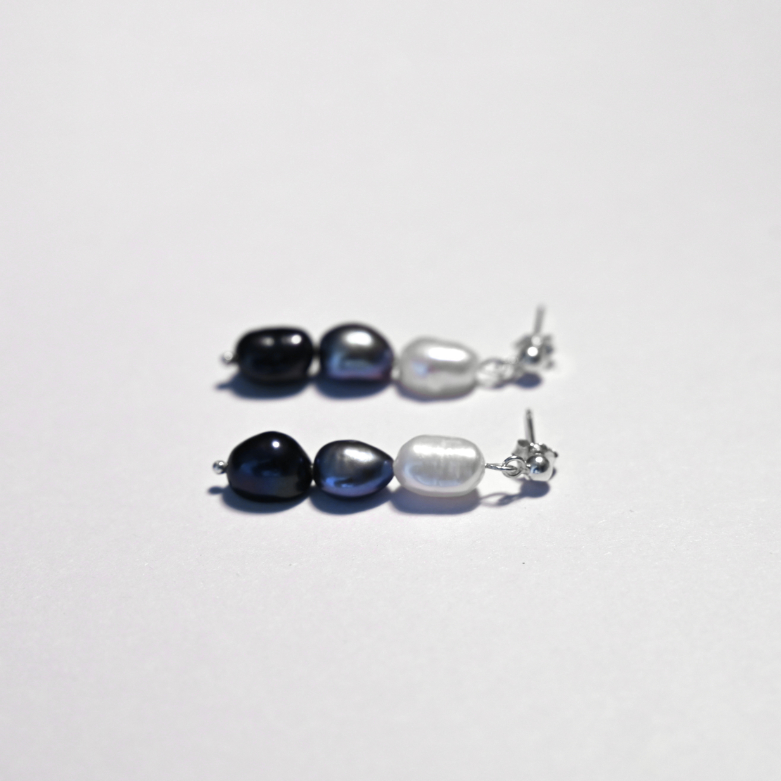 Sterling Silver 925 Earrings With Three Pearls 8-9mm