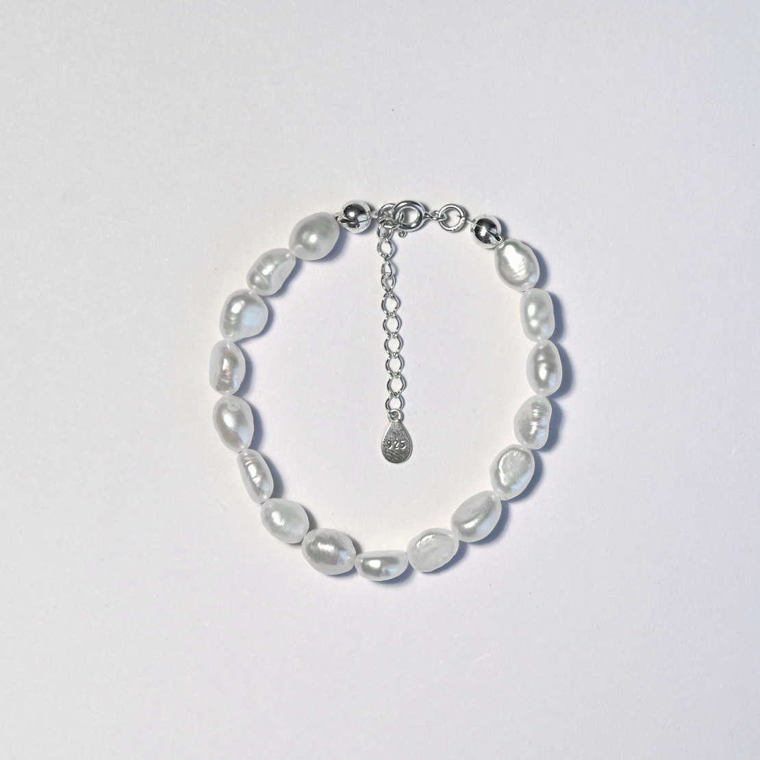 White Freshwater Pearl Sterling Silver Bracelet