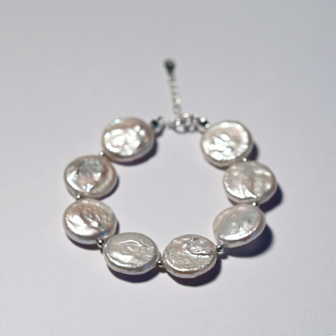 White Coin Pearl Sterling Silver 925 Bracelet