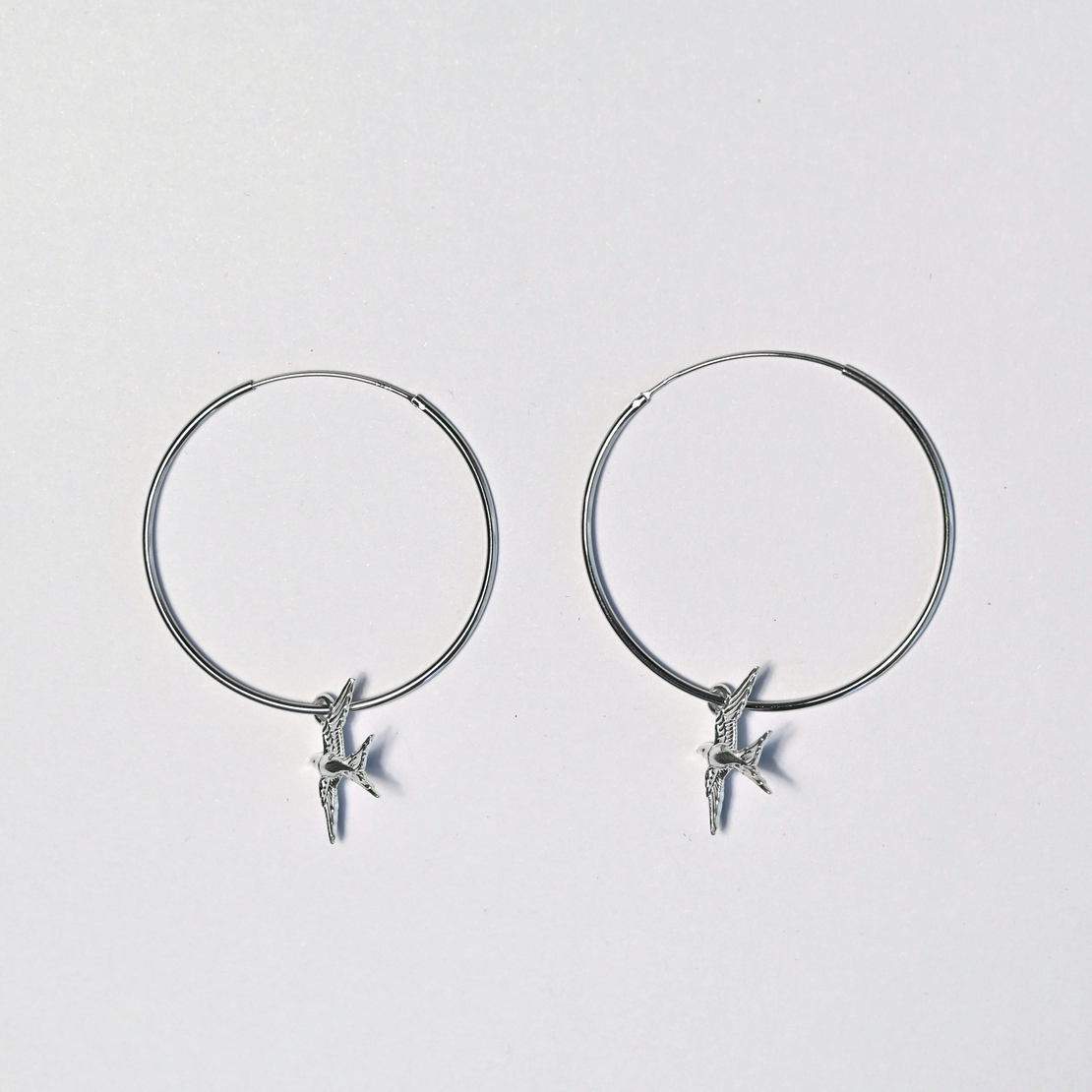 Sterling Silver Earrings with Swallow Bird