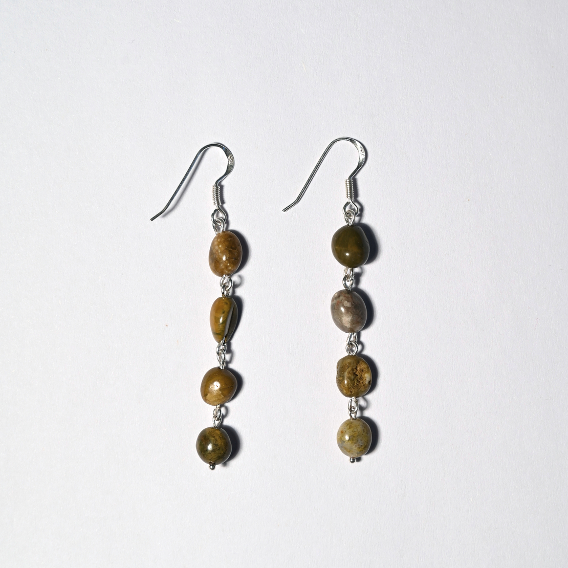 Natural Jasper Sterling Silver 925 Earrings