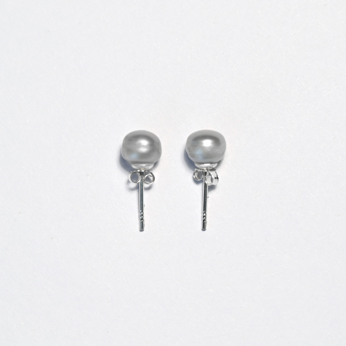 Gray Freshwater Pearls 7.5-8mm Sterling Silver 925 Earrings