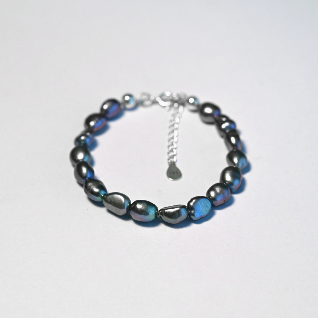 Blue Freshwater Pearl Sterling Silver Bracelet