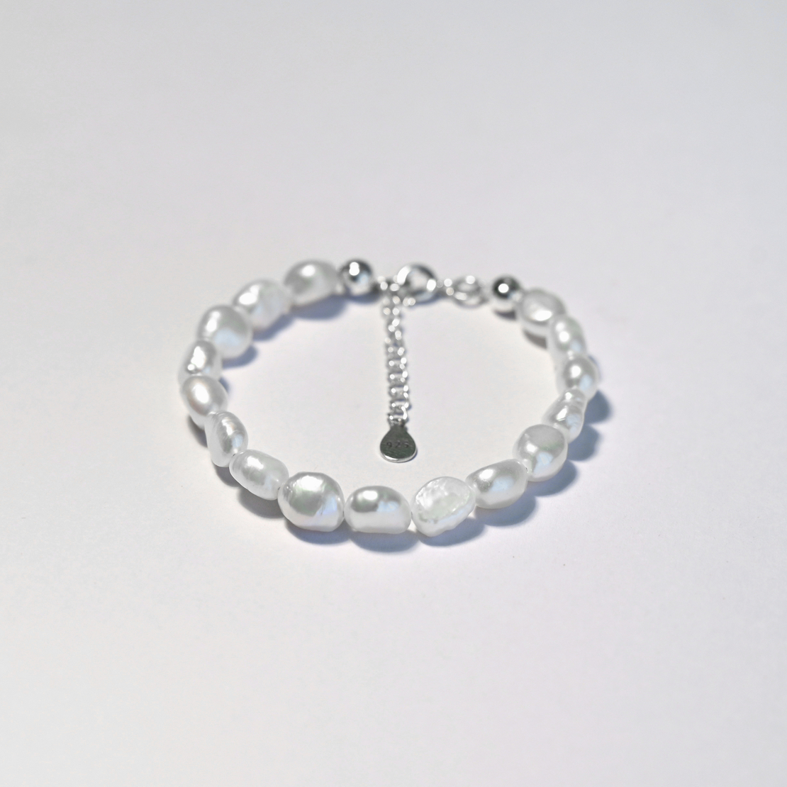 White Freshwater Pearl Sterling Silver Bracelet