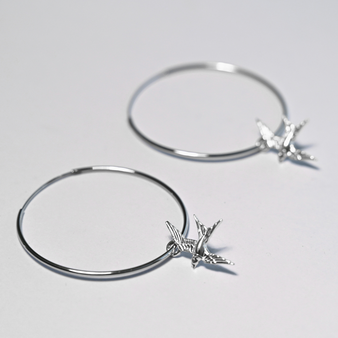 Sterling Silver Earrings with Swallow Bird