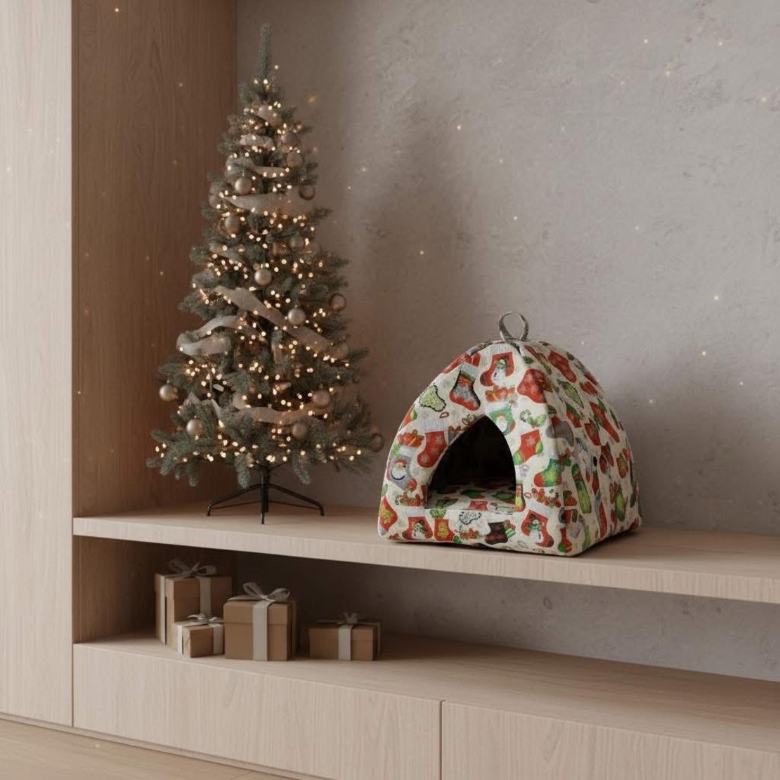 Коледна къща за котки