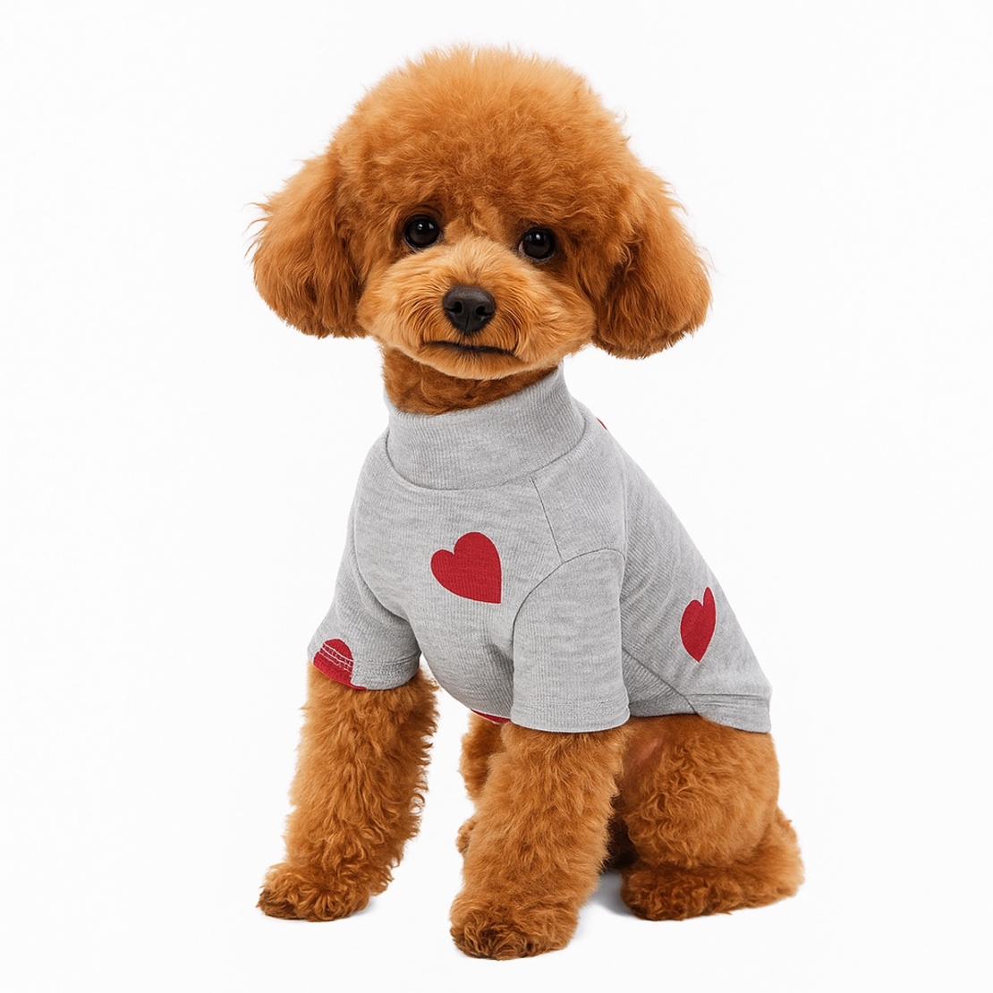 Мек пуловер на сърчица за кучета - сив
