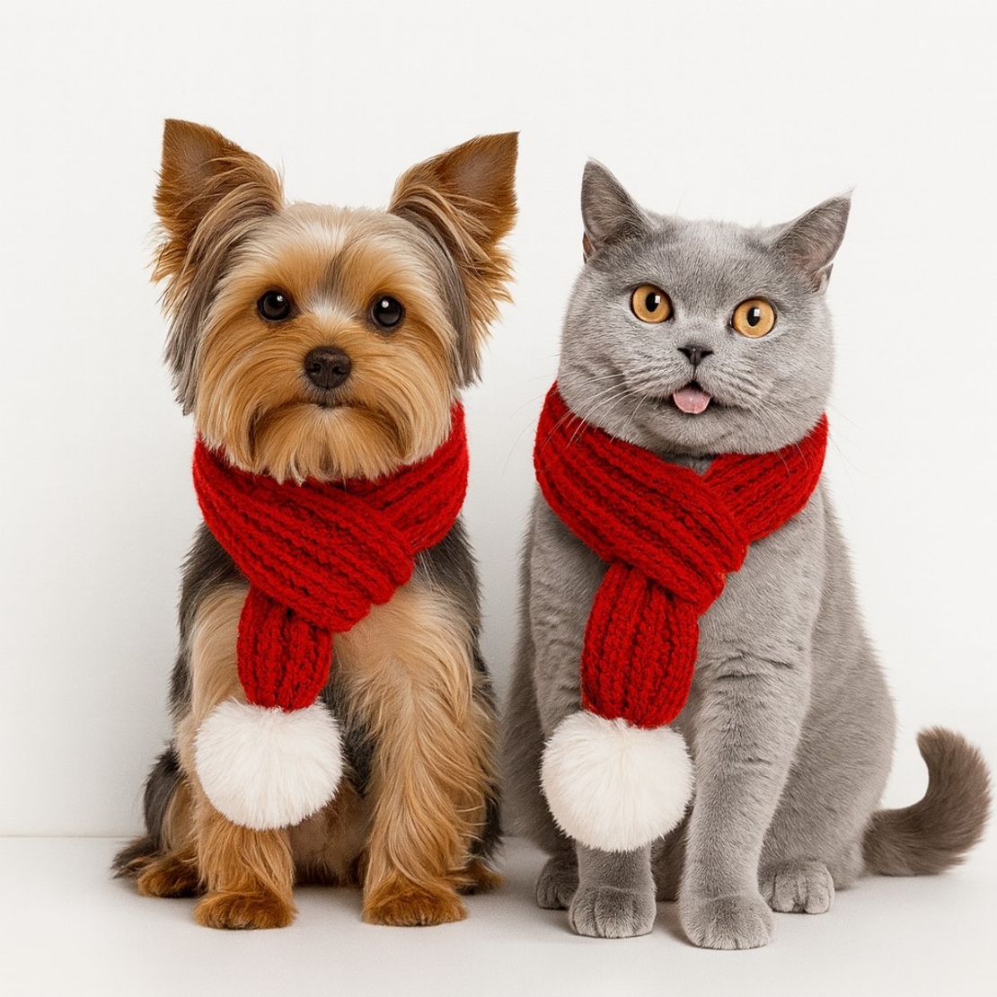 Коледен шал за кучета и котки