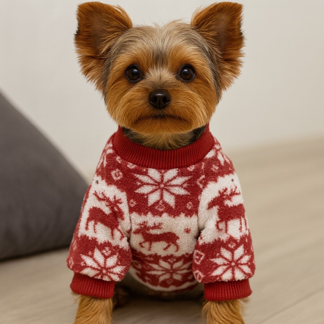 Коледен уютен пуловер за кучета