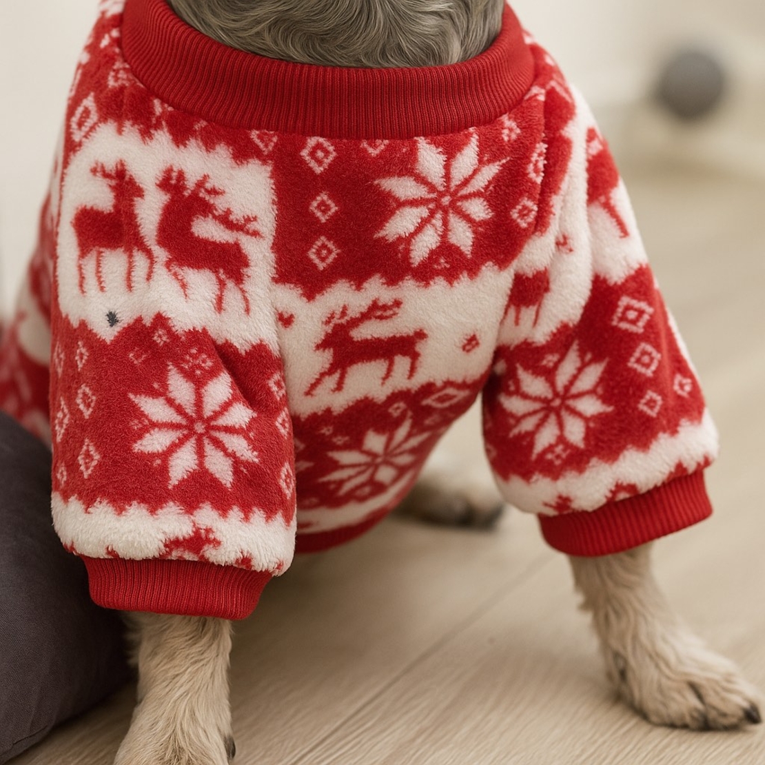Коледен уютен пуловер за кучета
