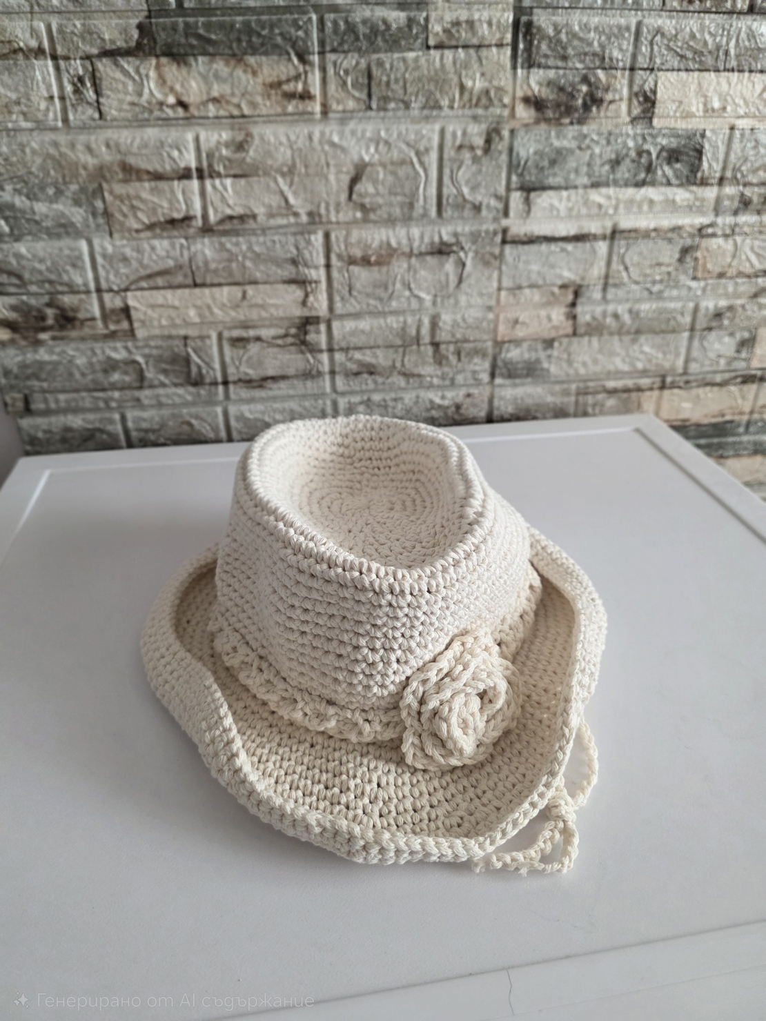 Hand Knitted Cowboy Hat - Vintage Western Style