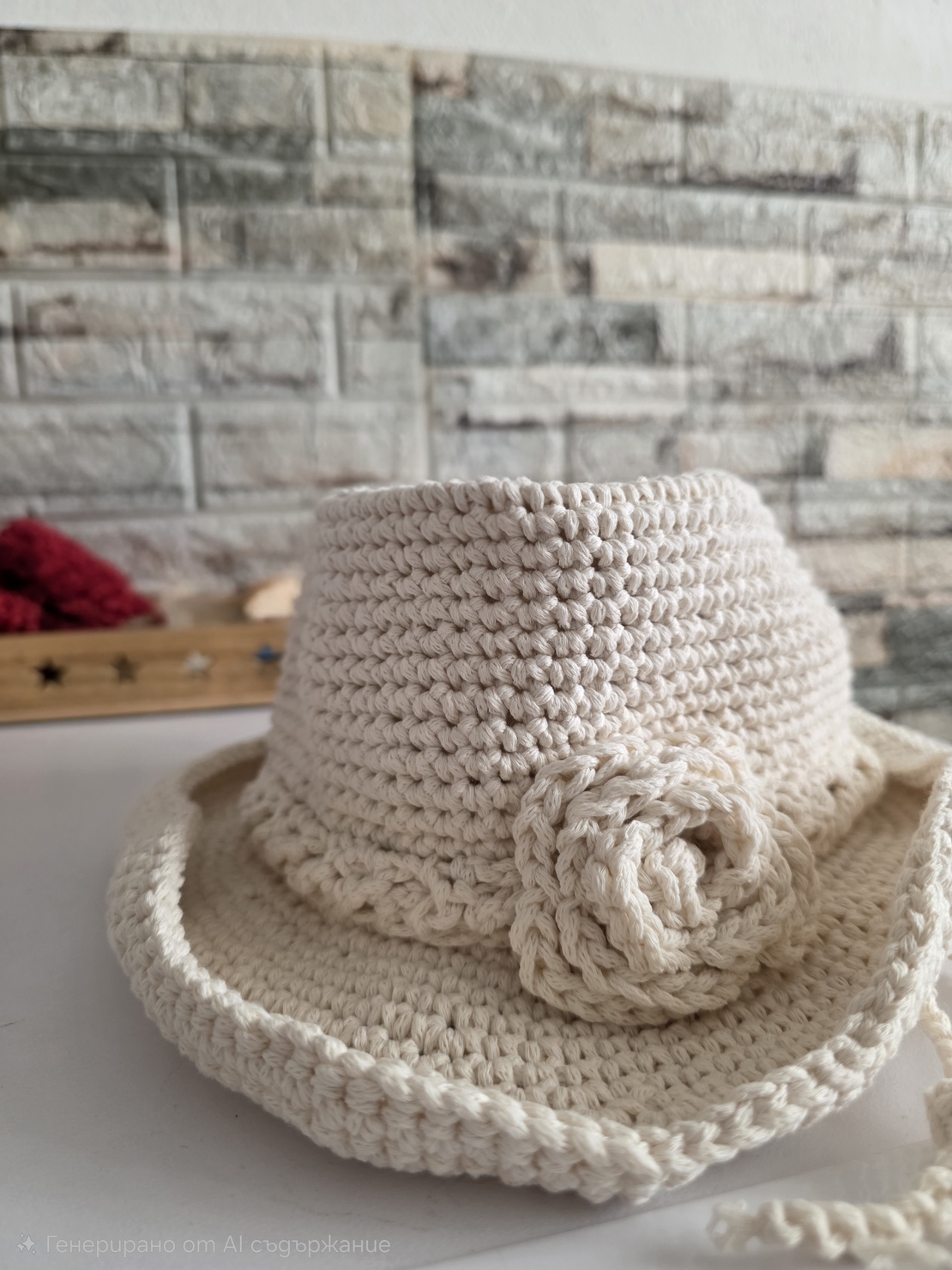 Hand Knitted Cowboy Hat - Vintage Western Style