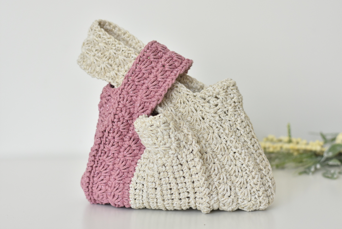 Hand-Knitted Japanese Knot Bag,Crochet Design Bag