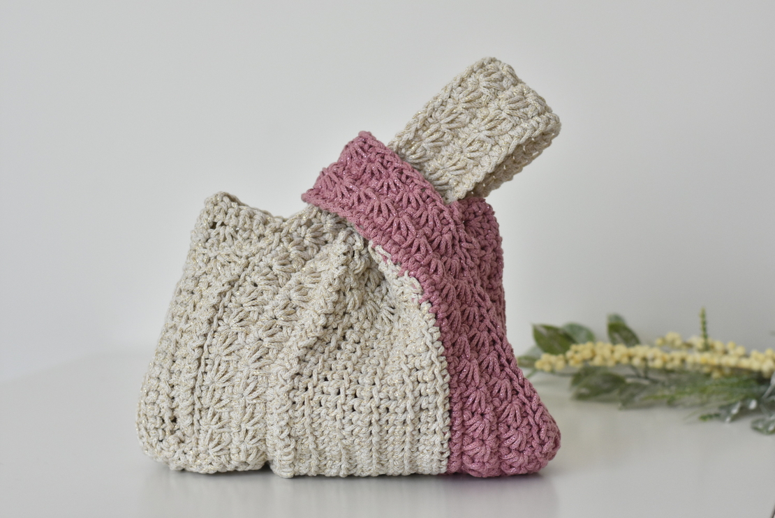 Hand-Knitted Japanese Knot Bag,Crochet Design Bag